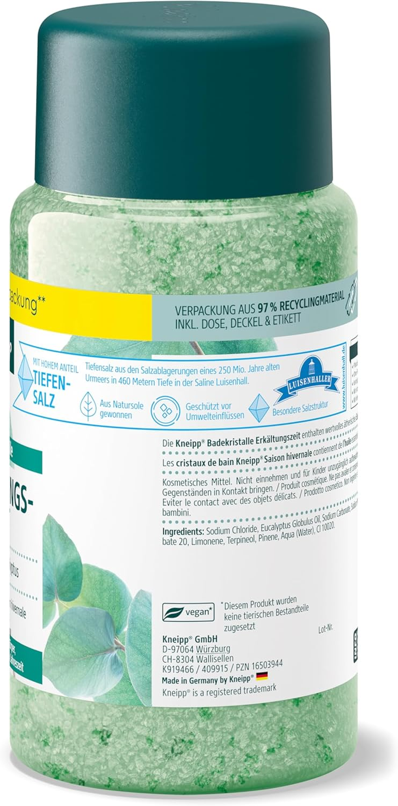 Kneipp Bath Crystals Cold Time - Bath Salt Storage Pack with Natural Deep Saline from Luisenhall & Essential Oils from Eucalyptus & Mint - Aromatic Effect - 600 G image number 4