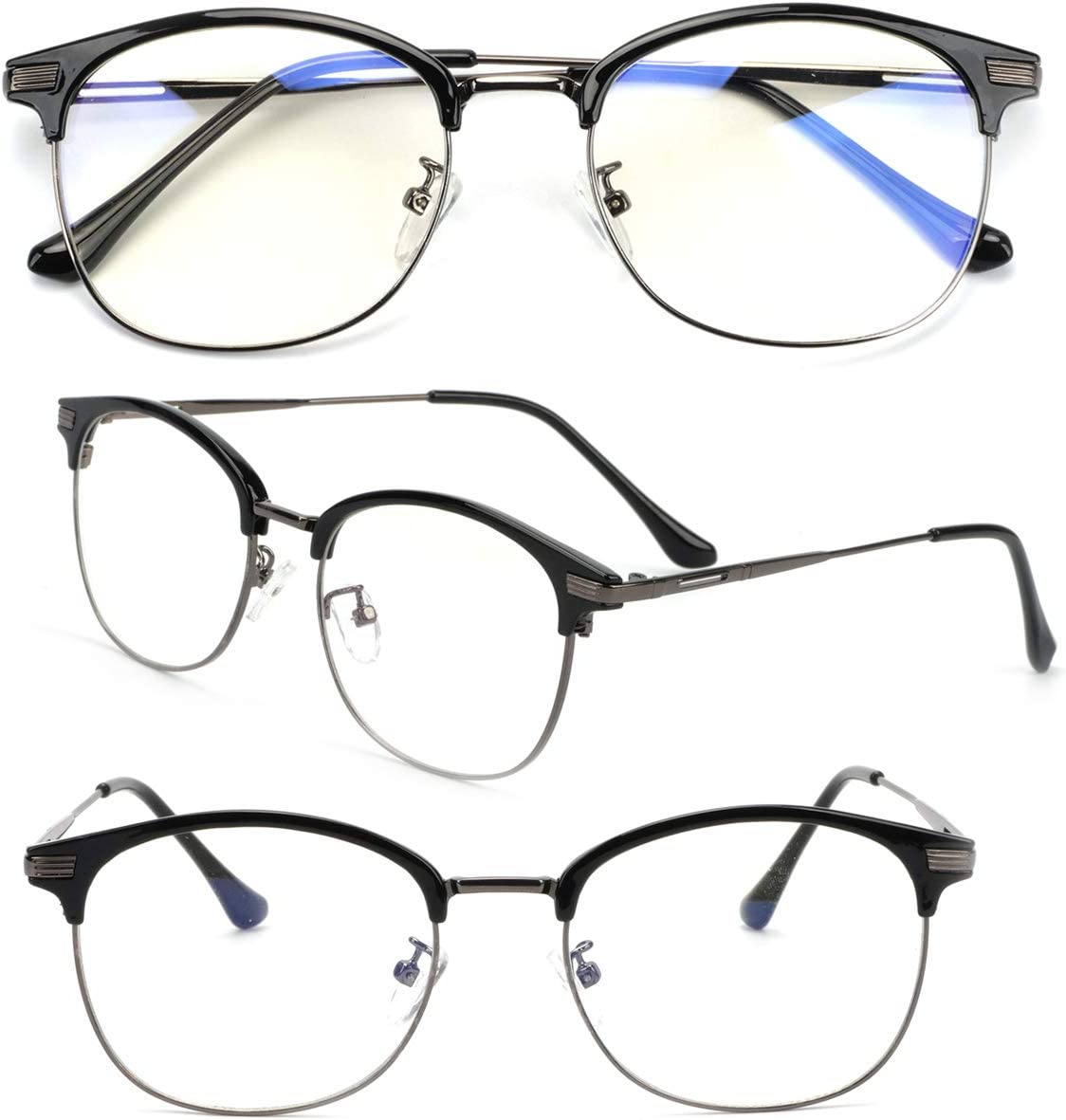 Blue Light Blocking Gaming Glasses anti Eyestrain Glasses Gaming Eyewear Retro Vision Care anti Glare for PC Laptop Gamer Reading (Black Frame Clear Lens)