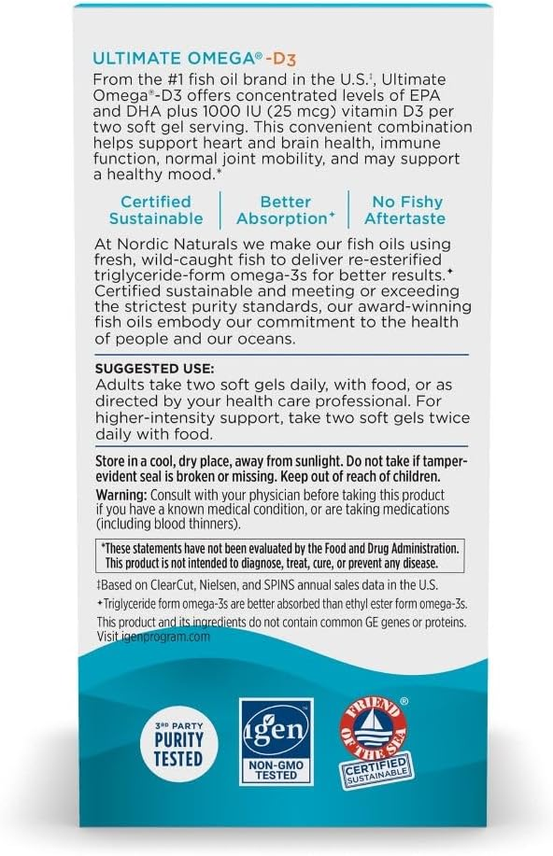 Nordic Naturals - Ultimate Omega-D3, Supports Healthy Bones and Immunity, 120 Soft Gels image number 3