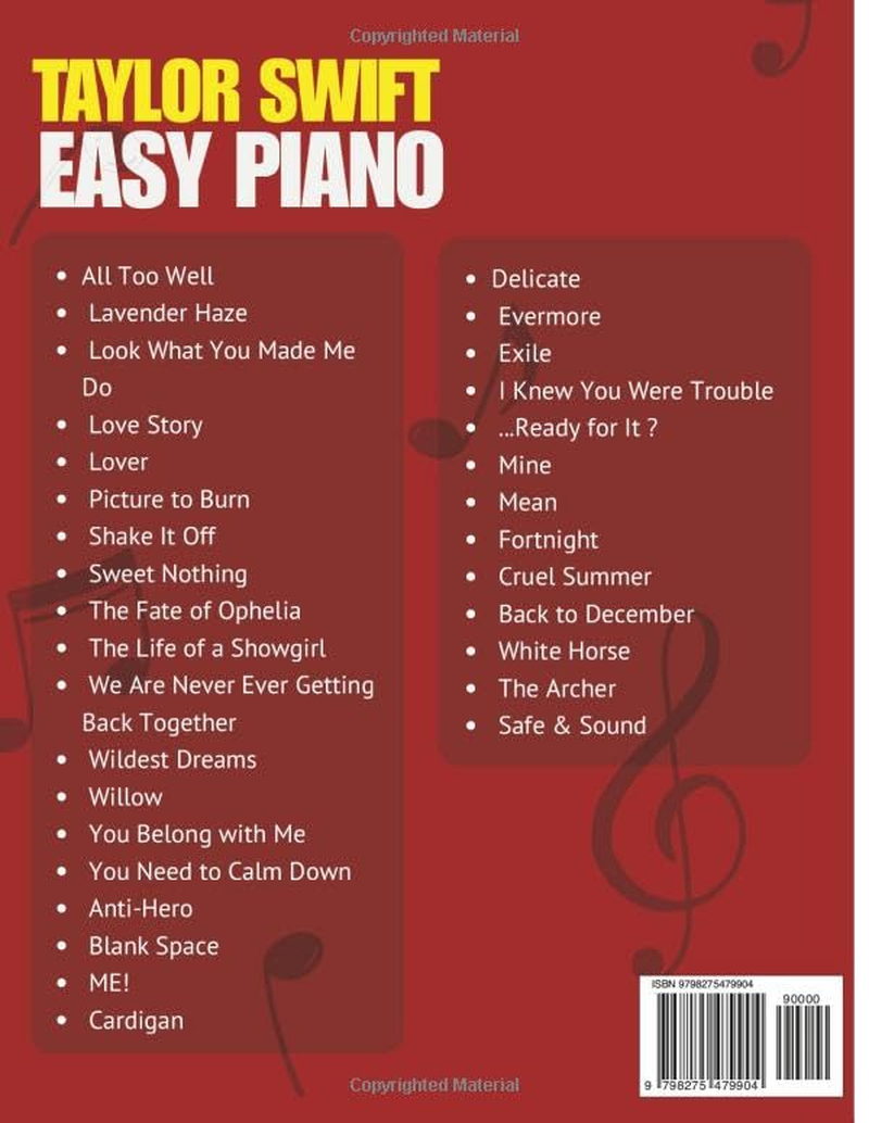 Taylor Swift Very Easy Piano & Vocal Songbook: Simplified Songs with Simple Chords & Lyrics for 32 Trending Hits (2025 Edition)