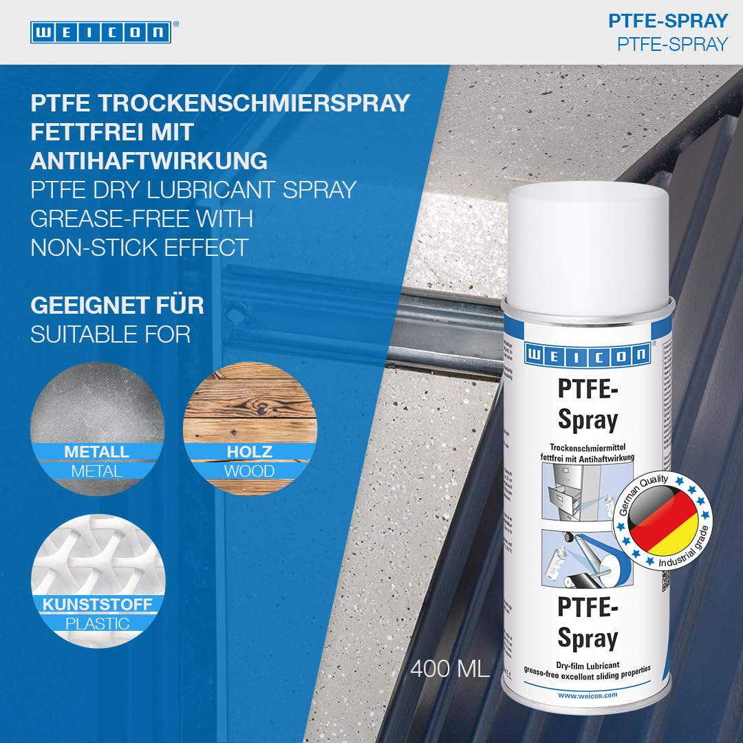 Weicon PTFE Spray 400Ml | Dry Lubricant with Non-Stick Effect | Grease-Free | White image number 1