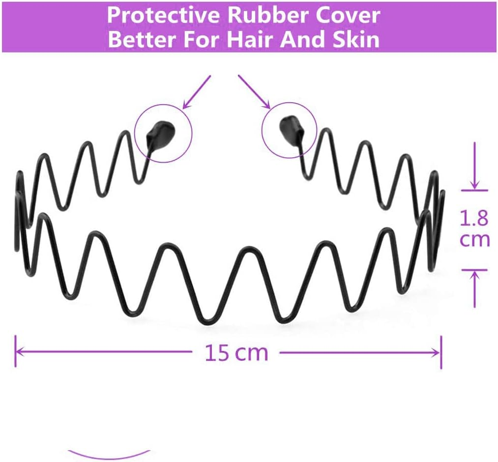 Metal Headbands for Men & Women Headband for Washing Face Make up Skicare Hair Band Wavy Spring Fashion Sports Head Bands - A image number 2