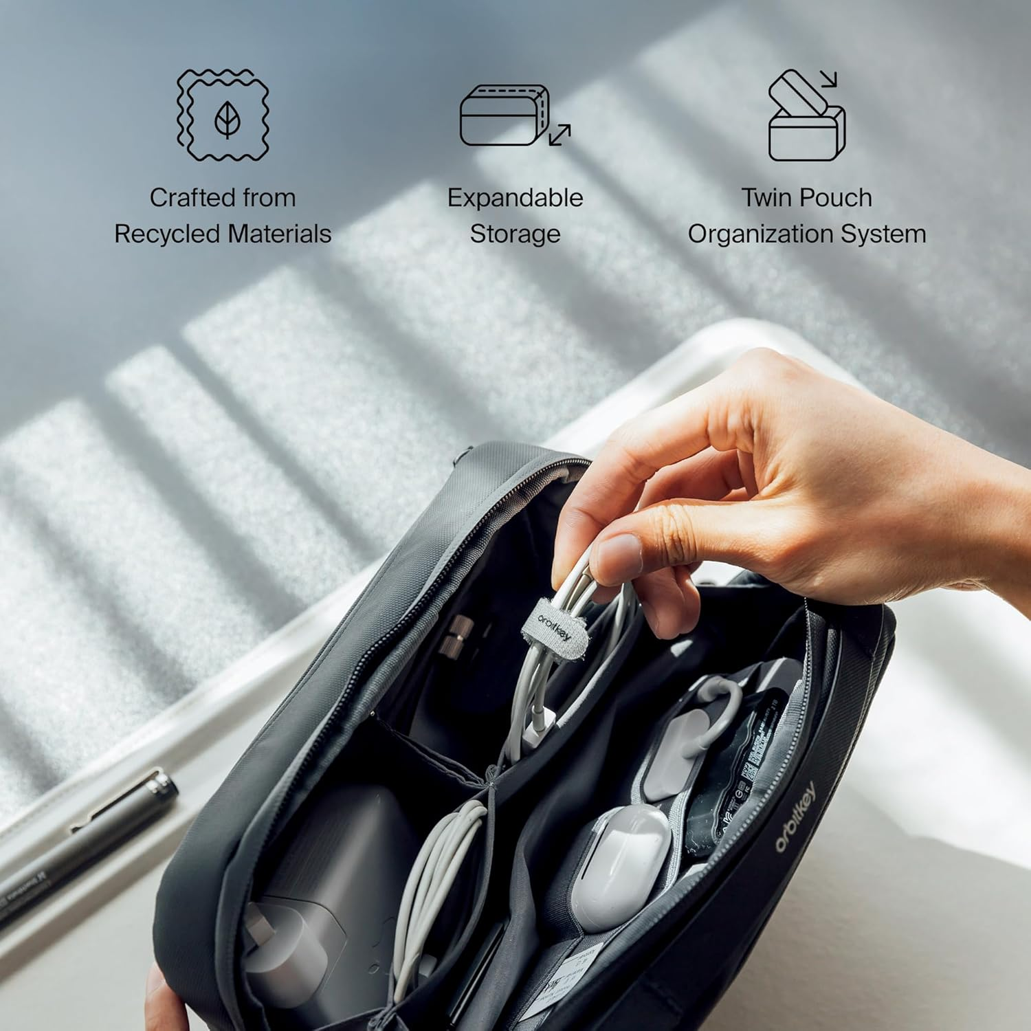 Orbitkey 2-In-1 Tech Pouch - Black image number 5