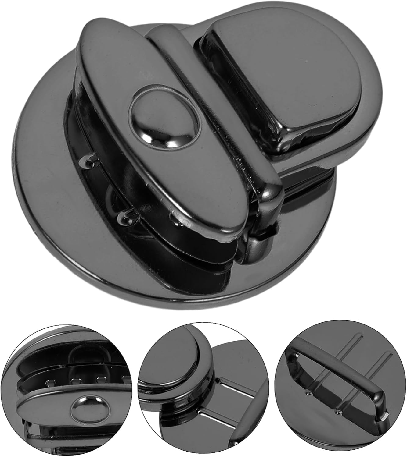 Anneome 10Pcs DIY round Iron Purse Push Locks Bag Buckle Fasteners Gunmetal Black 4.7Cm Wide for Handbag and Suitcase Accessories image number 4