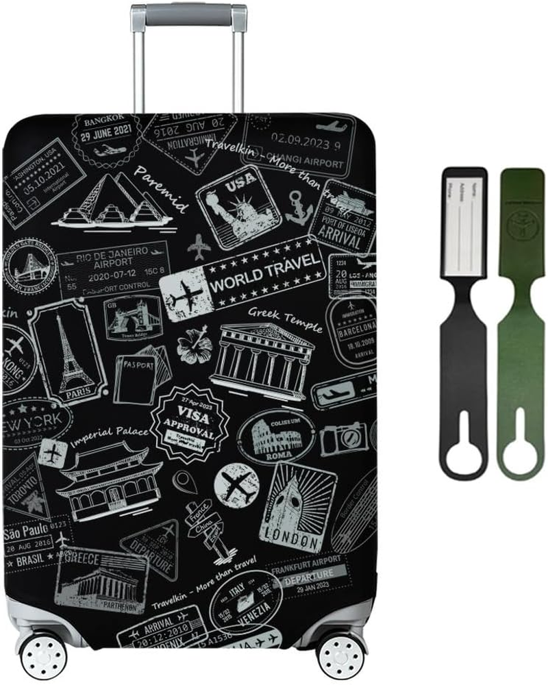 ZANZER Suitcase Cover Protector with Luggage Tag for 26-32 Inch, Elastic Dust Luggage Cover for Suitcase, Washable Thickened Anti-Scratch Travel Accessories ((Fit 26-28 Inch) L)