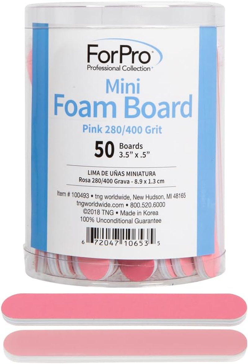 Forpro Pink Mini Foam Board, 280/400 Grit, Double-Sided Manicure Nail File, 3.5&rdquo; L X .5&rdquo; W, 50-Count image number 4