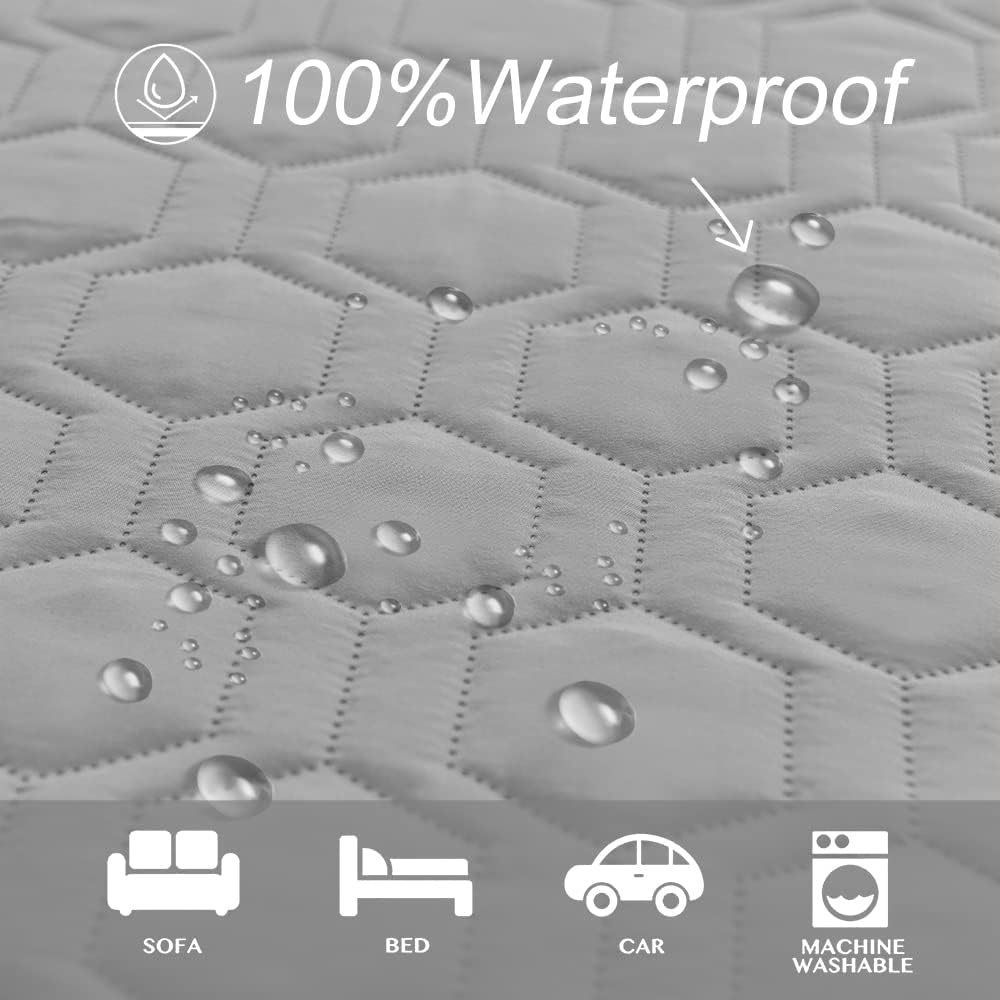 Tcksstex Waterproof & Non-Slip Dog Bed Cover and Pet Blanket Sofa Pet Bed Mat ，Car Incontinence Mattress Protectors Furniture Couch Cover for Most Cats Dogs,Pets<30X70-Light Grey> image number 5