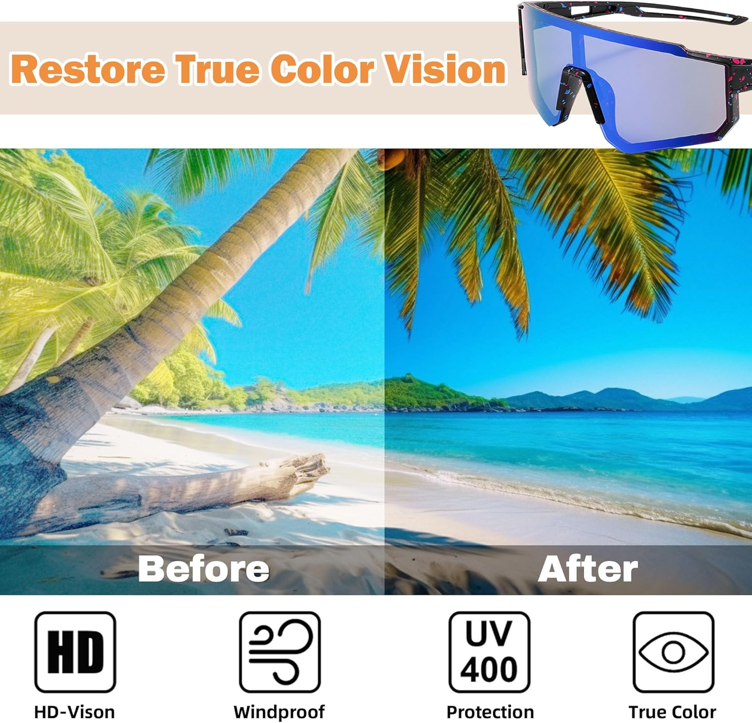 Kids Sunglasses for Boys Girls, UV400 Protection Goggles Youth Sports Sunglasses for Baseball Cycling Climbing image number 2