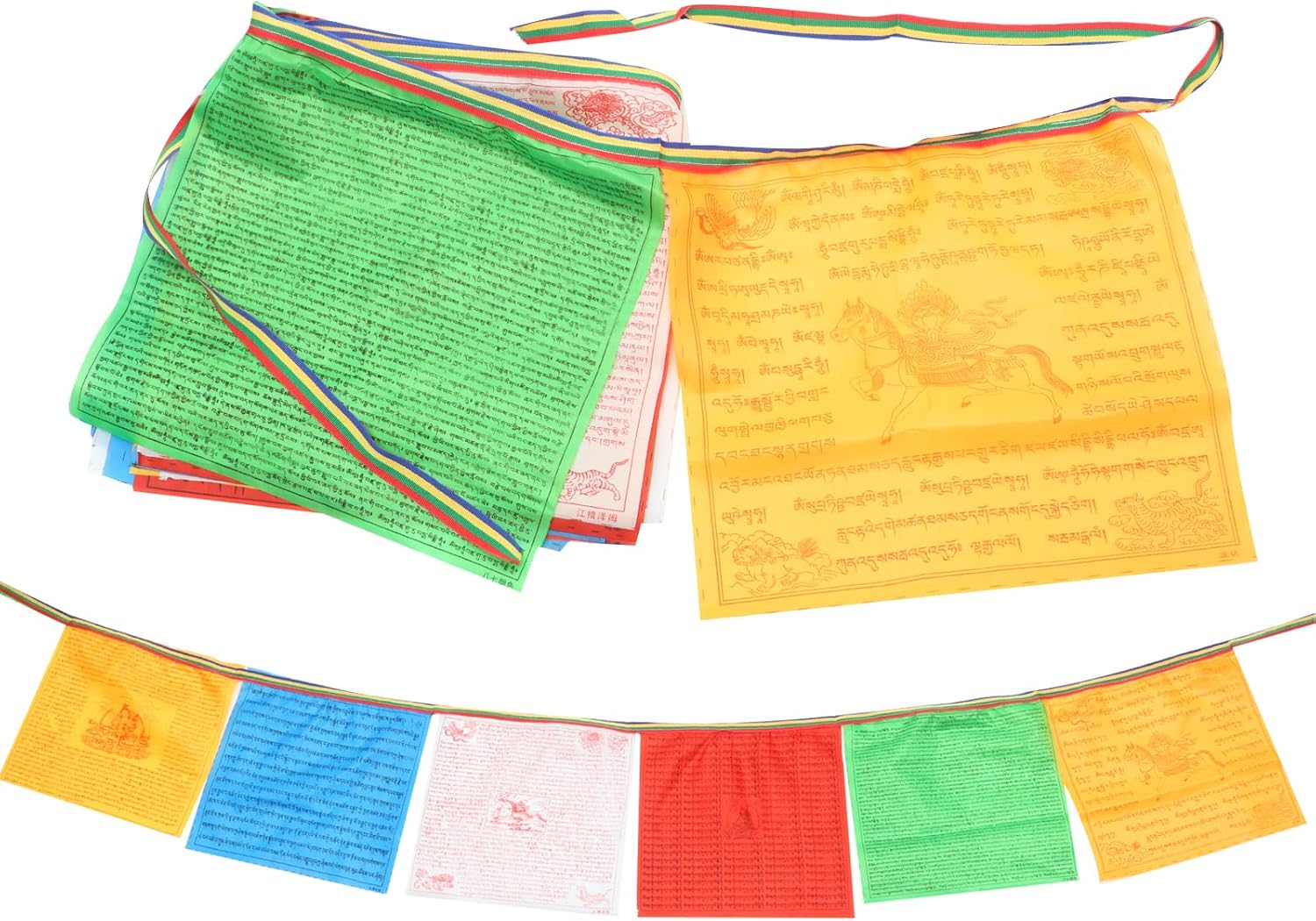 Gadpiparty 2 Rolls Meditation Flag Prayer Banner Vertical Prayer Flags Outdoor Five Element S Outdoor Buddhist Mantra Buddha To