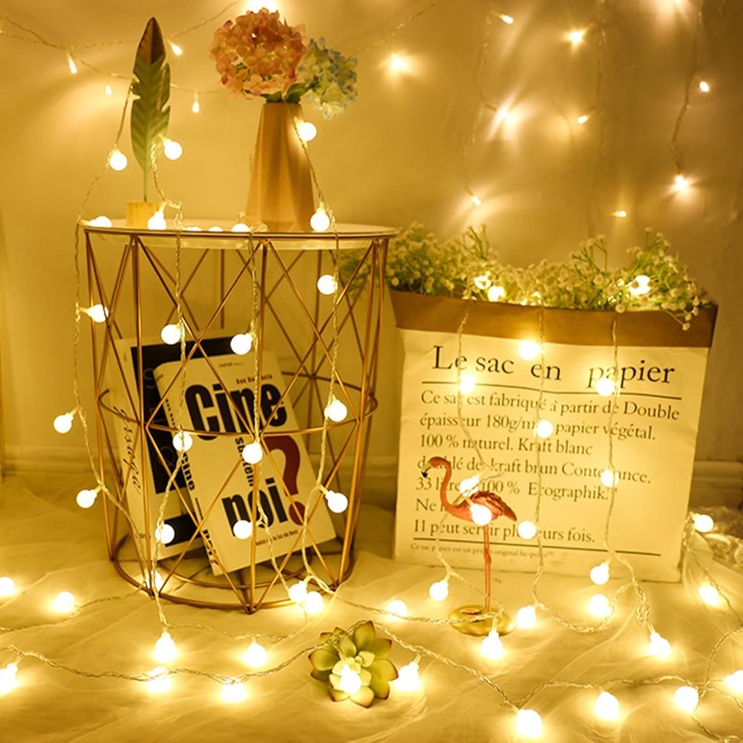 Koboko Ball Fairy Lights, 6 M, 40 LED Fairy Lights, Indoor and Outdoor, Globe Fairy Lights, Battery Operated, Decorative Lights for Children'S Room, Garden, Party Decoration, Wedding, Balcony image number 2