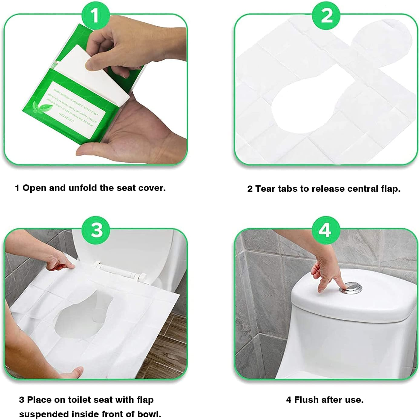 Toilet Seat Covers Disposable, Disposable Flushable Paper Toilet Seat Cover Portable for Adult and Kids' Potty Training, Travel Essential Accessories for Airplane, School, Camping, 50 PCS image number 1