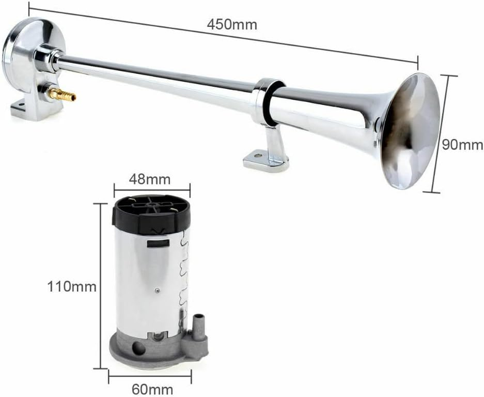 150Db Car Truck Mega Train Loud Single Trumpet Air Horn Kit DC 12V Compressor Easy Install for Trucks, Cars, Boats, Motorcycles image number 3