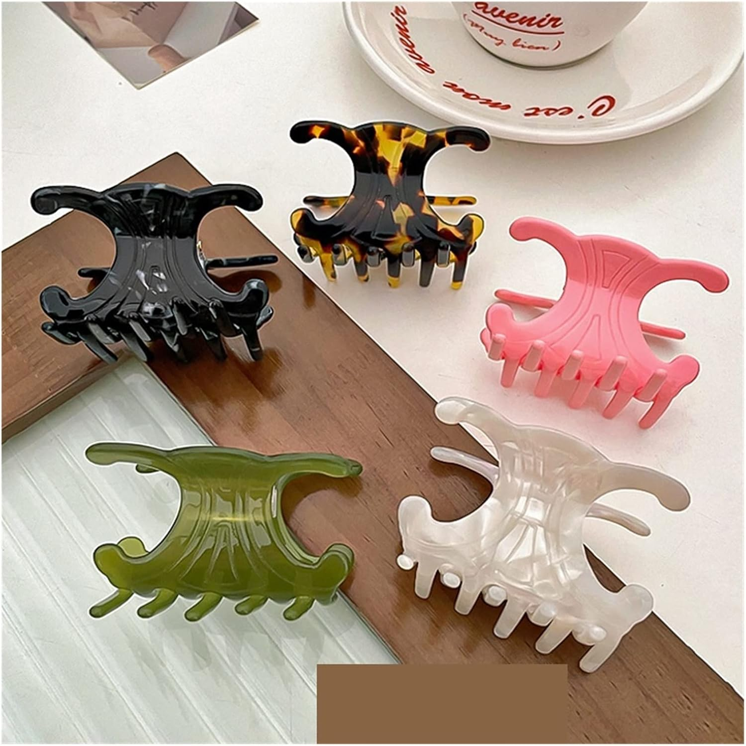 AELOUS Women Hair Accessory, Colorful Leopard Print Butterfly Geometric Headdress Hair Claws, Fashion Back Head Dish Hair Clips - Leopard image number 1