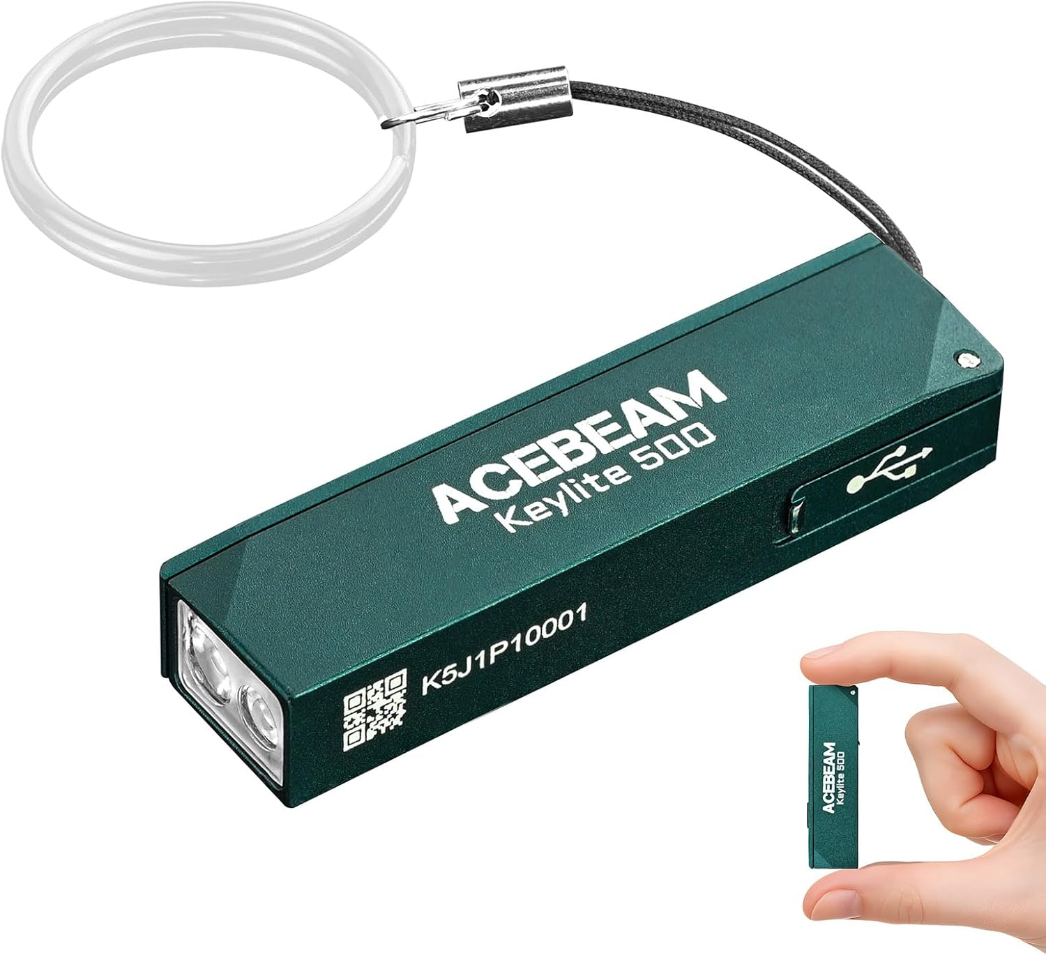 ACEBEAM Keylite 500 Ultra Powerful Rechargeable Ultra-Compact Flat Pocket LED Keychain Torch for EDC with Dual LED, 6 Modes, Small Mini Flashlight for Home, Teal