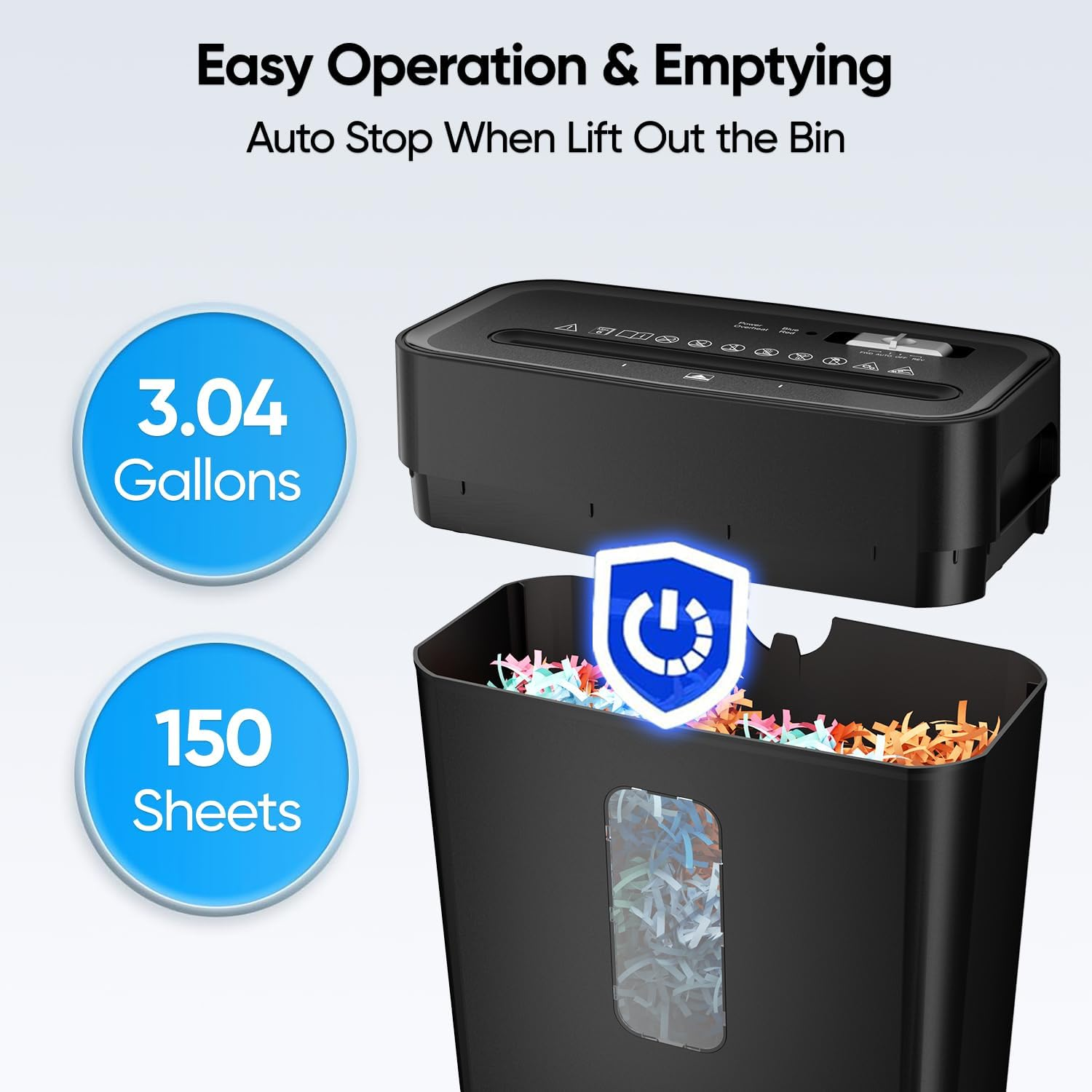 NUFECARG Paper Shredder for Home Office, 6-Sheet Cross Cut Shredder, P-4 Security Level, Heavy Duty Document Shredder with Jam Proof & Overheat Protection, Credit Card/Staple/Mail, 12L Bin image number 3