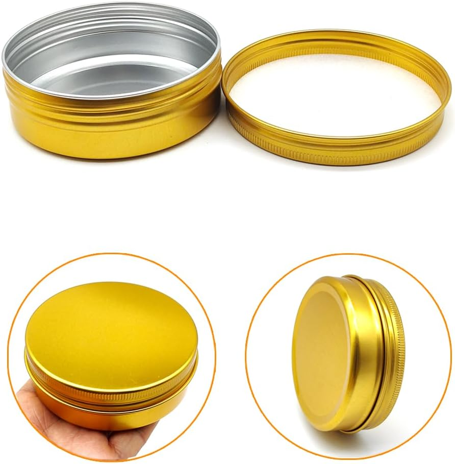 Wopanxye 12Pcs 1Oz 30Ml Aluminum Tin Jar, 30G Refillable Makeup Container, 30 Gram Gold Screw Lid round Can Sample Pot for Cosmetic DIY, Handmade, Lip Balm, Cream, Salve, Toner, Candle, Paint, Scrub image number 4
