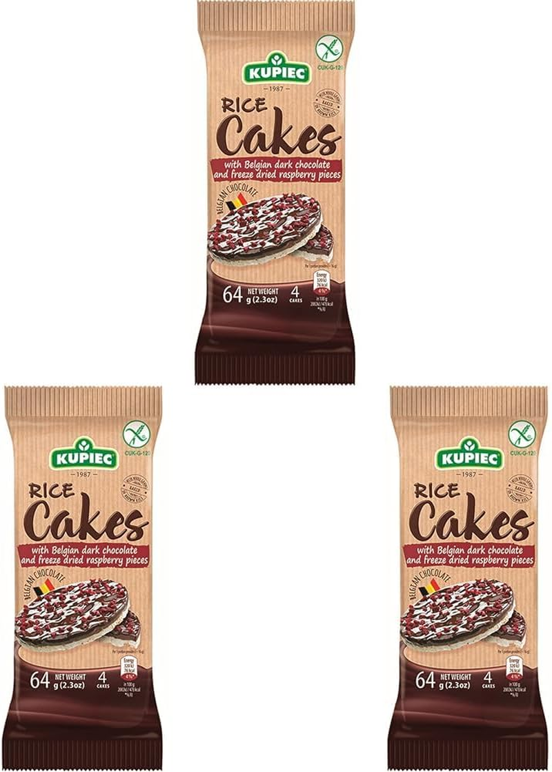 Kupiec Dark Chocolates and Raspberries Gluten Free Rice Cakes 64 G