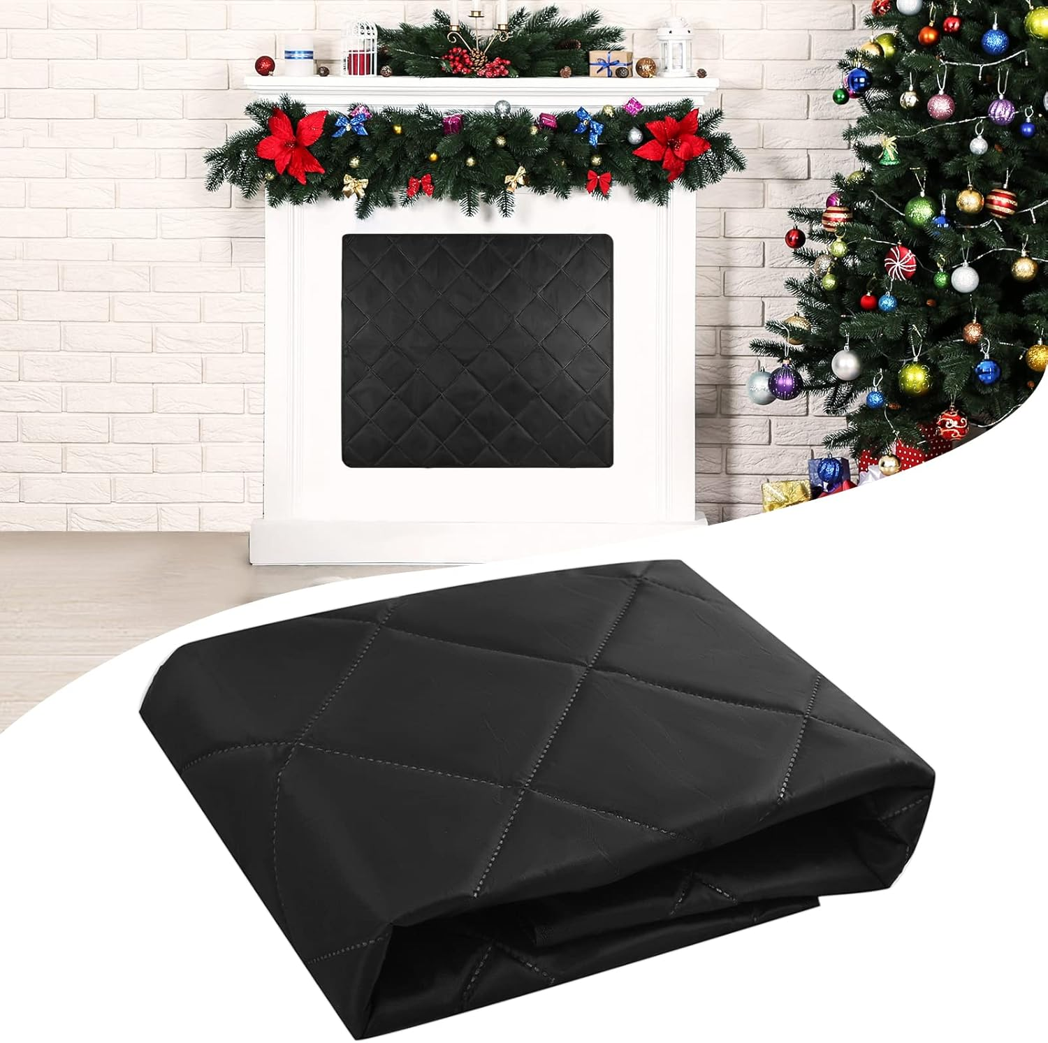 Magnetic Fireplace Blanket - Heat Loss Blocker, Indoor Cover, Draft Stopper, Chimney Insulation with Magnet and Hook-And-Loop Fasteners image number 6