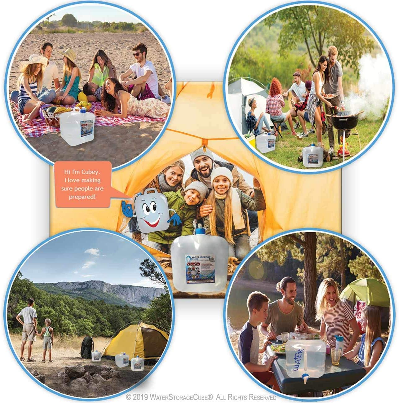 Waterstoragecube Bpa-Free Collapsible Water Container with Spigot, Food-Grade Camping Water Storage Carrier Jug for Outdoors Hiking Hurricane Emergency, Foldable Portable Water Canteen (5.3 Gal 2-Pk) image number 6