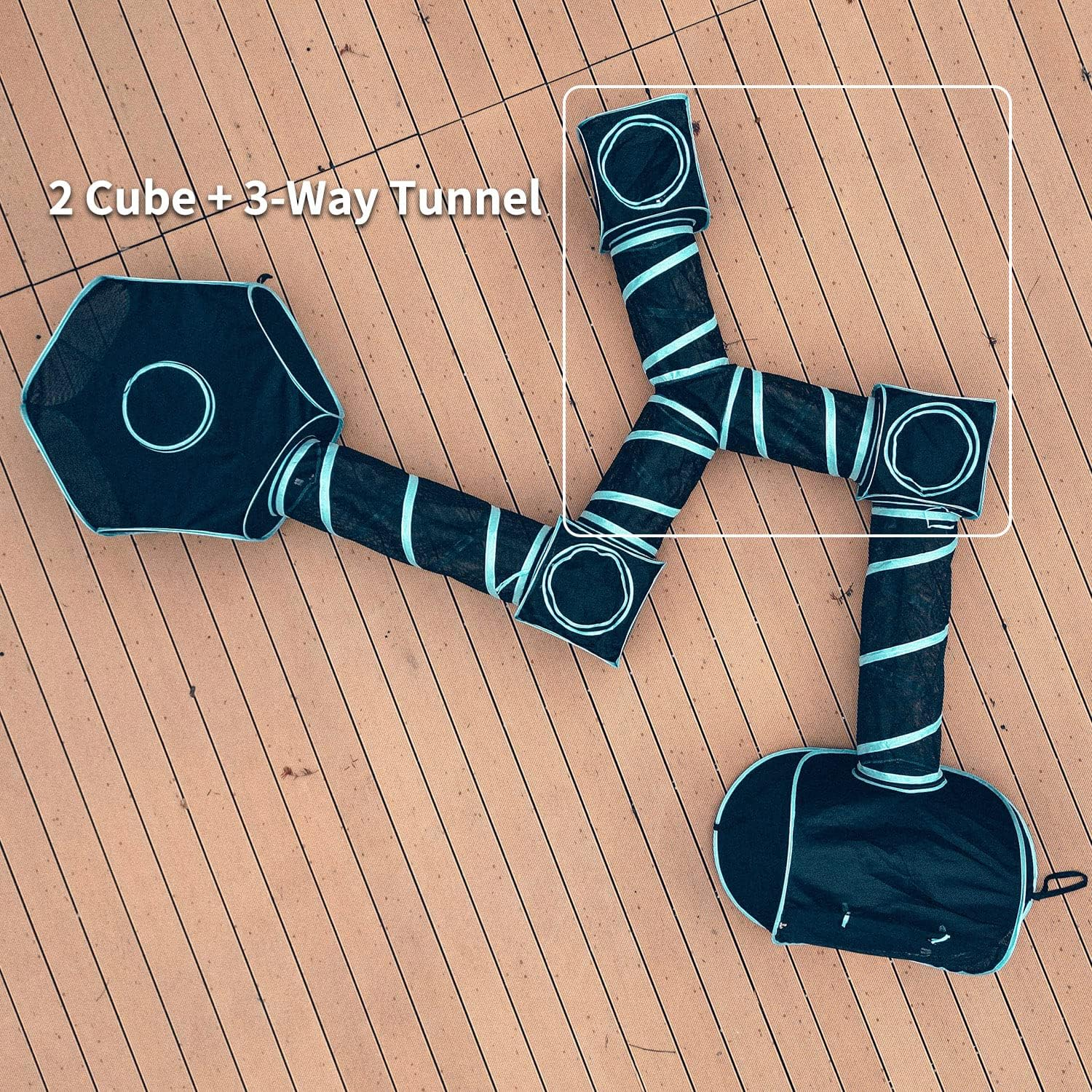 INTURN Cat Furniture Tent for Indoor and Outdoor Playpen Portable Tunnels, Kennel (2 Cube + 3-Way Tunnel),(It12787) - 2 Tunnels image number 5