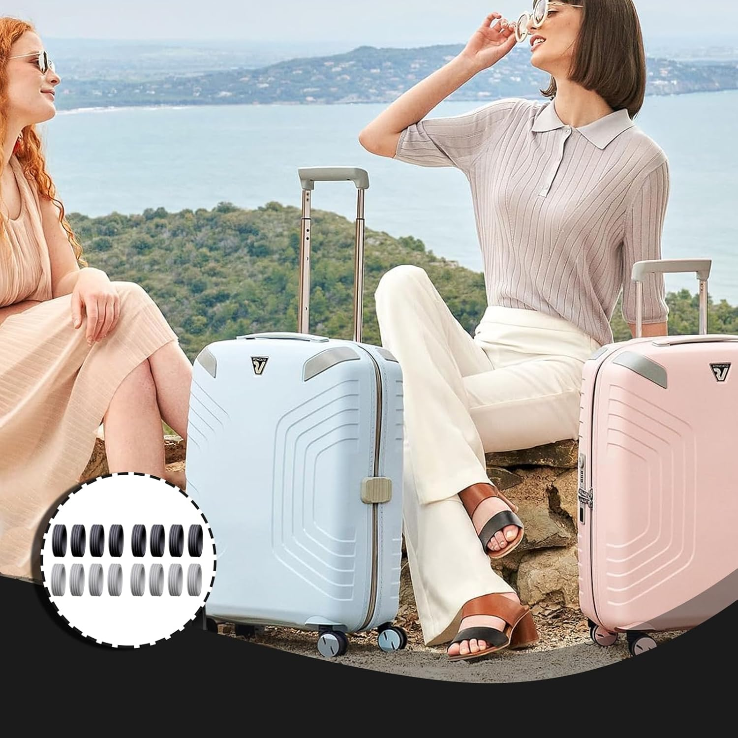 LDBKLGHJ Suitcase Protective Cover, Suitcase Wheel Covers, Pack of 16 Suitcase Wheel Covers for Noise Reduction, Hand Luggage Wheel Cover for Most Spinner Wheels image number 2