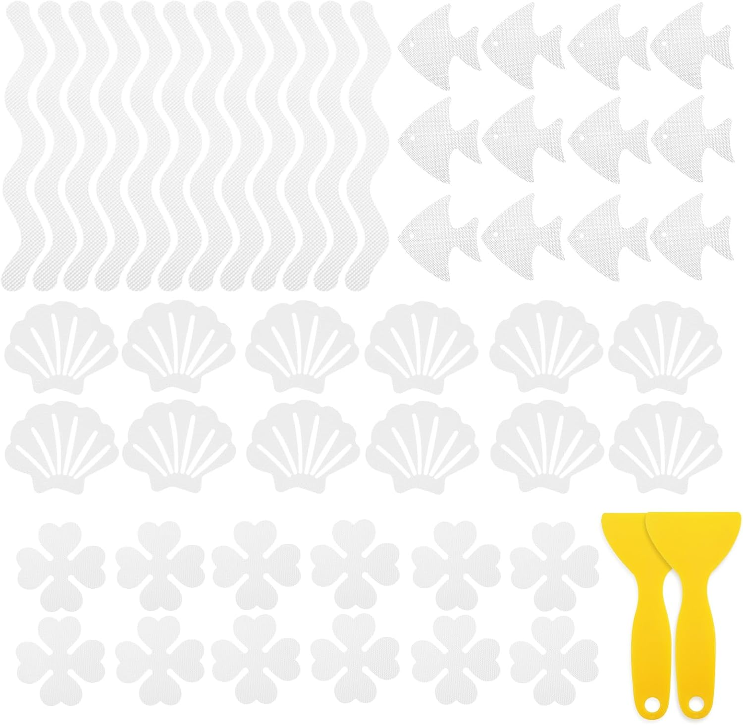 48Pcs Bathtub Stickers Non-Slip, FHDUSRYO anti Slip Shower Stickers, Safety Shower Treads Strips with Scraper, Adhesive Decals Appliques for Bath Tub, Showers Floor, Stairs, Ladders (Blue)