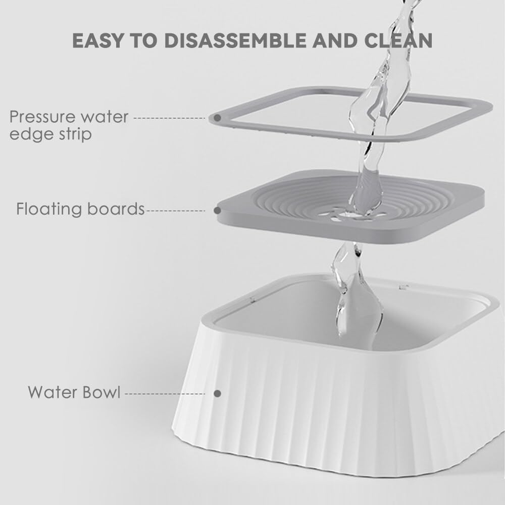 Hwtcjx Water Bowl for Dogs, Leak-Proof Drinking Bowl, Dog Feeding Bowl on the Go, 1.3 L Anti-Spill Dog Bowl Travel for Pets, Indoor, Outdoor, Car (Milky White) image number 4