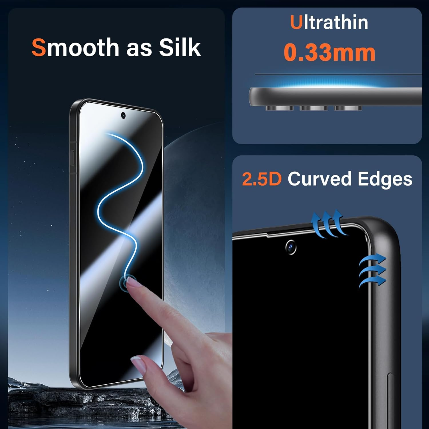 Aerku Screen Protector for Oppo Find X9 5G for Tempered Glass, 2 Pieces Protective Glass and 2 Pieces Camera Protection, 9H Hardness 0.33 Mm Ultra Clear Film, Anti-Scratch, Anti-Bubble Screen image number 5