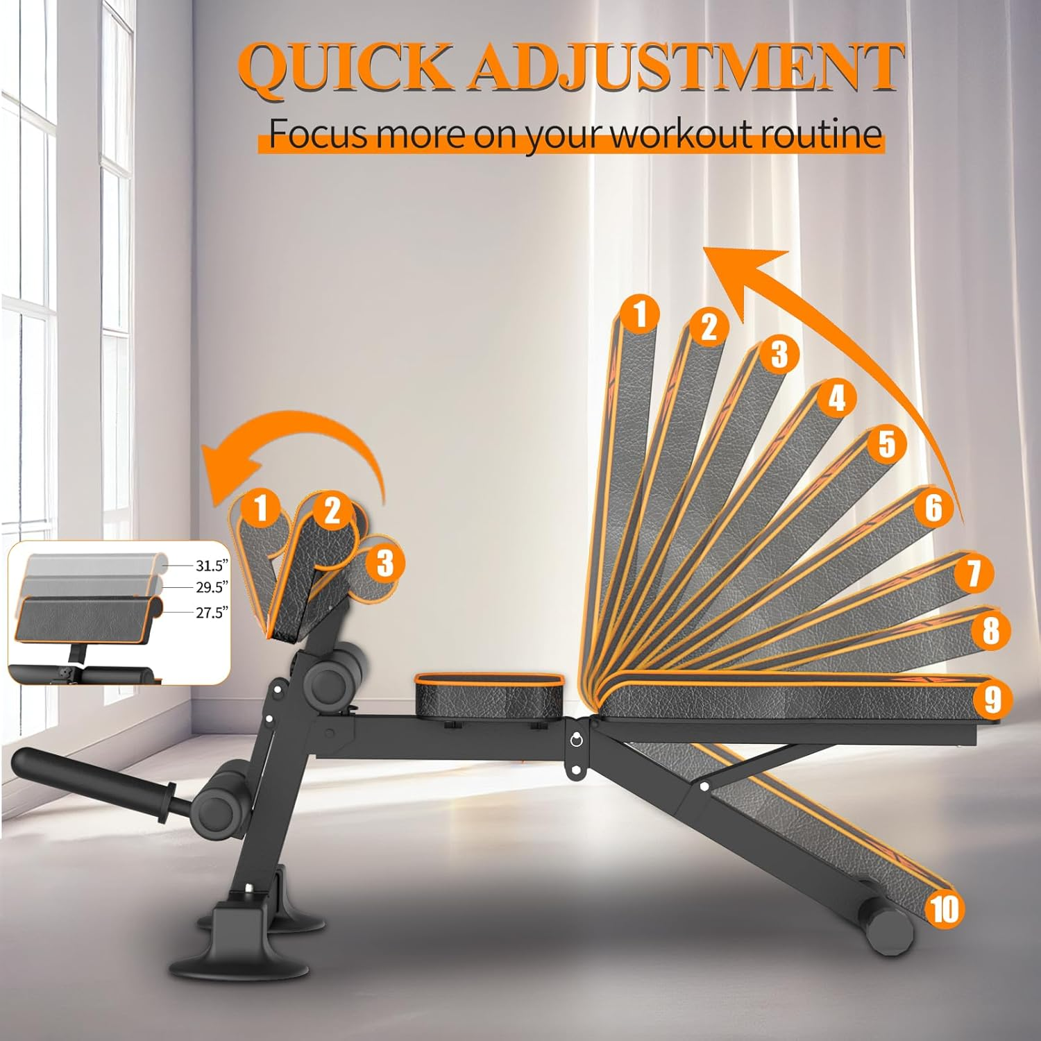 Z ZHICHI Adjustable Weight Bench Multi-Function Workout Bench for Home Gym,Foldable Incline Decline Benches for Full Body Workout 660LBS