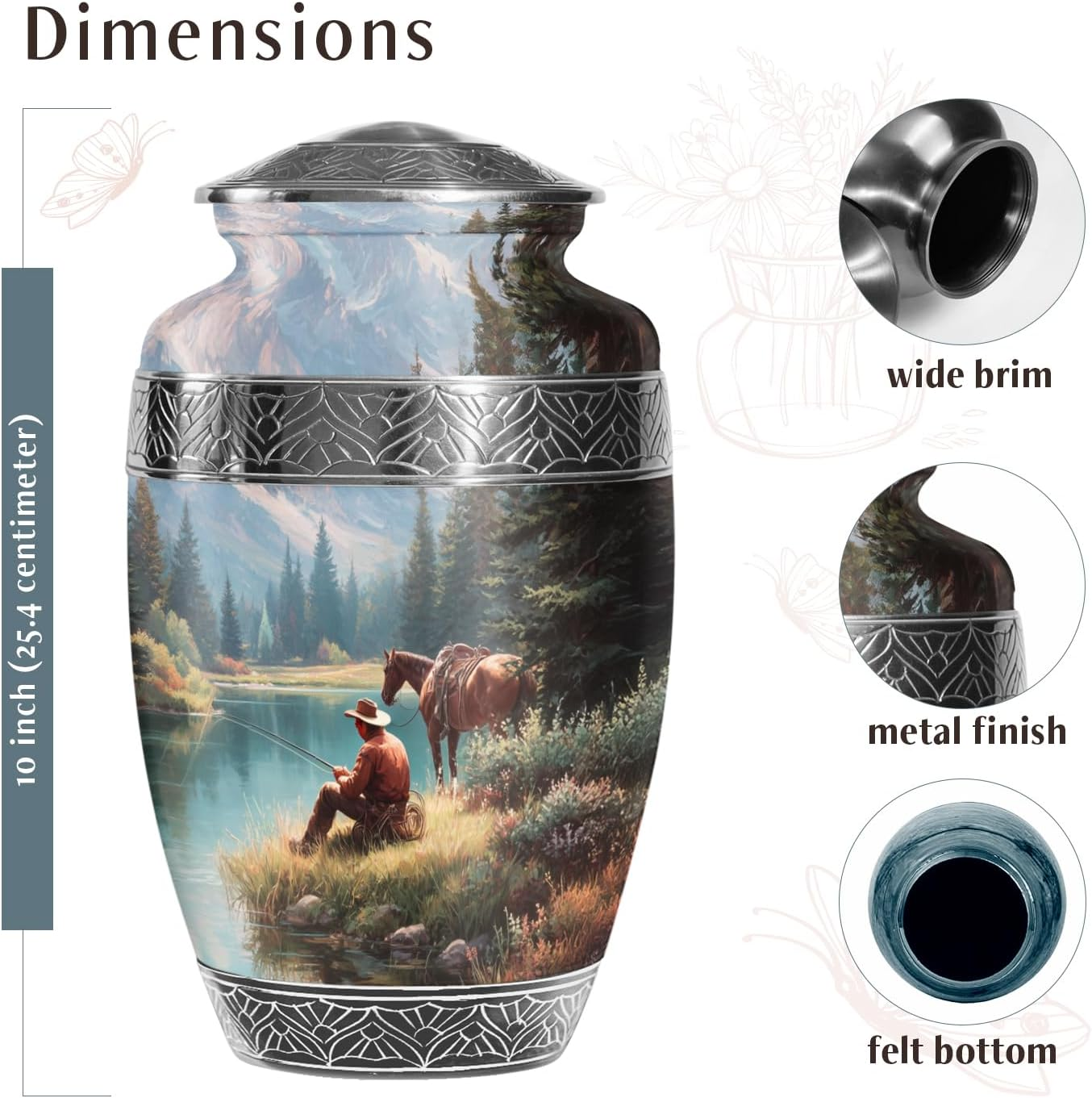 Cowboys Urns for Human Ashes Adult Female and Male, Decorative Cremation Urns for Human Ashes, (Classic Large, 10 Inch) image number 4