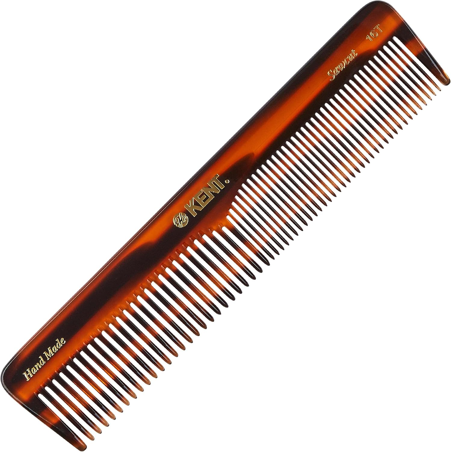 Kent Handmade Comb Made of Cellulose Acetate 16T & Sohyo Detangrer Hair Brush, Perfect for Detangling, for the Bag, Travel or the Beach