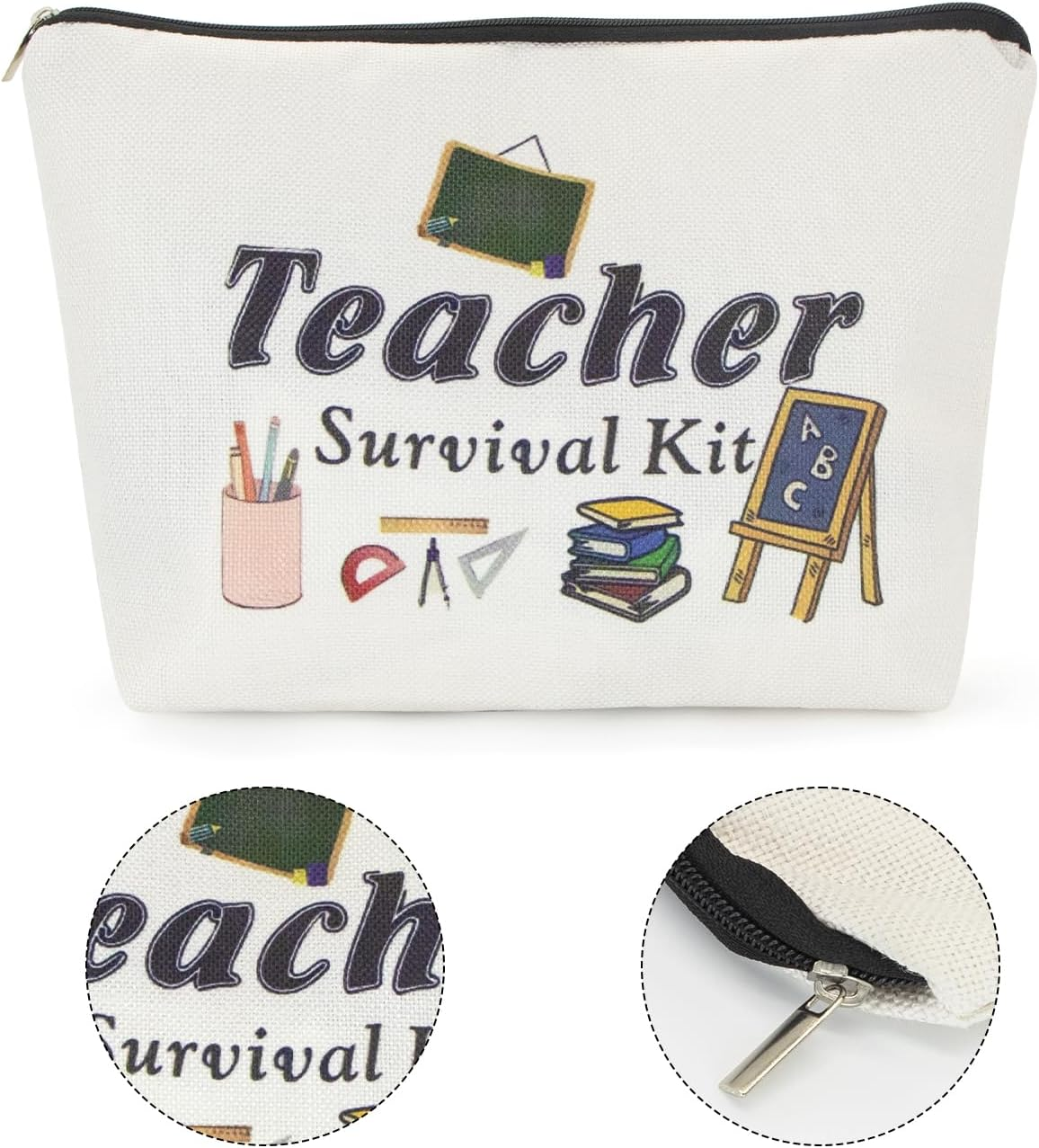 ALLY-MAGIC Teacher Appreciation Gifts for Women, Teacher Survival Kit, Best Teacher Ever Teacher Supplies for Classroom Makeup Bag Pencil Pouch Preschool High School Colleagues Birthday Gifts image number 3