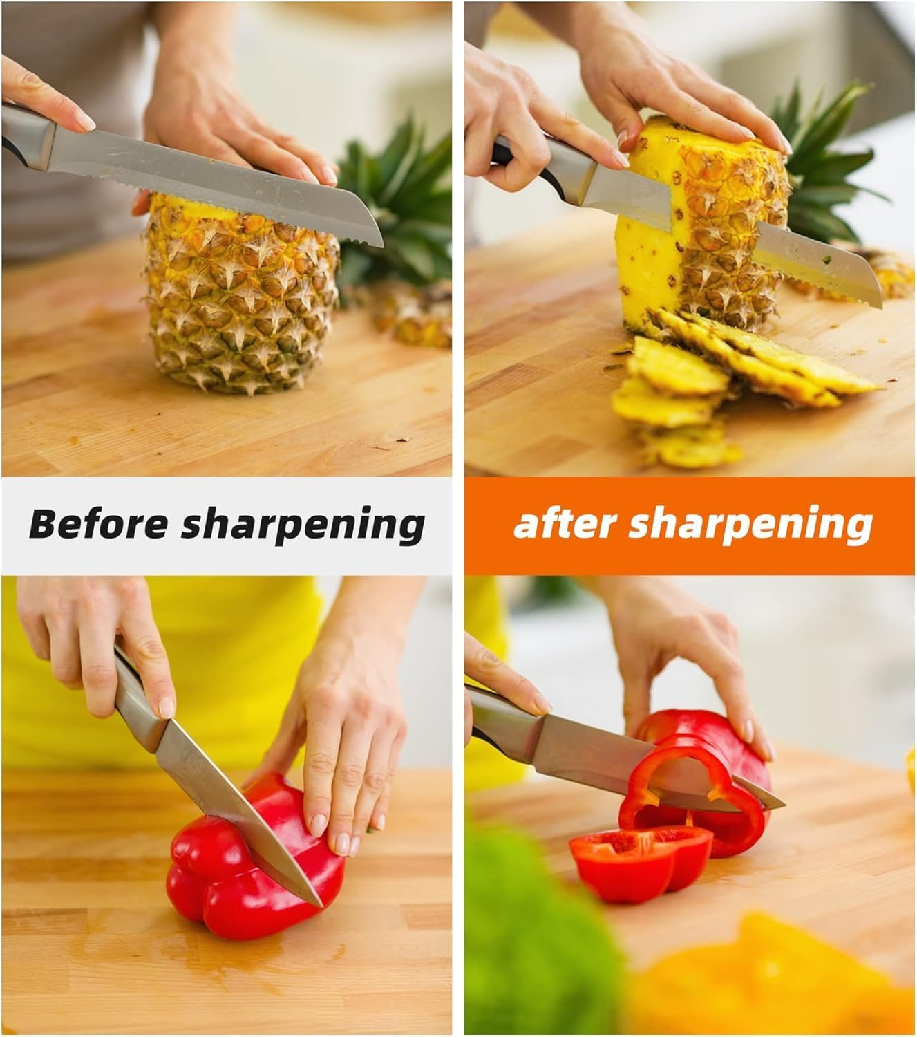 Knife Sharpening Stone with Non-Slip Rubber Base, 400/1000+3000/8000 Grit Premium Whetstone, Sharpening Stone Whetstone Set Kitchen Knife Sharpener Stone Wet Stones for Sharping(Nd-Z565-8) image number 4