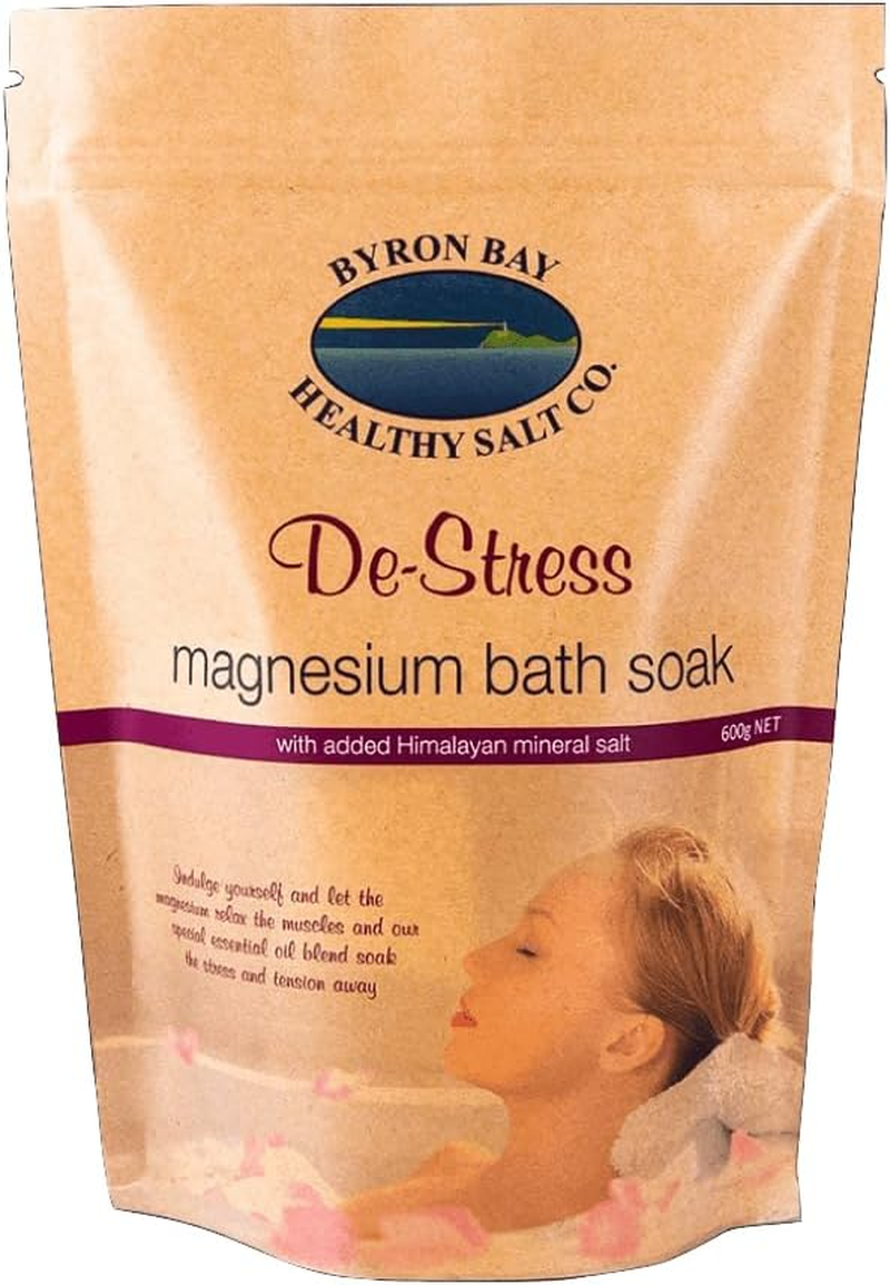 Byron Bay - De-Stress Magnesium Bath Soak Relax Muscles with Himalayan Salt 600G