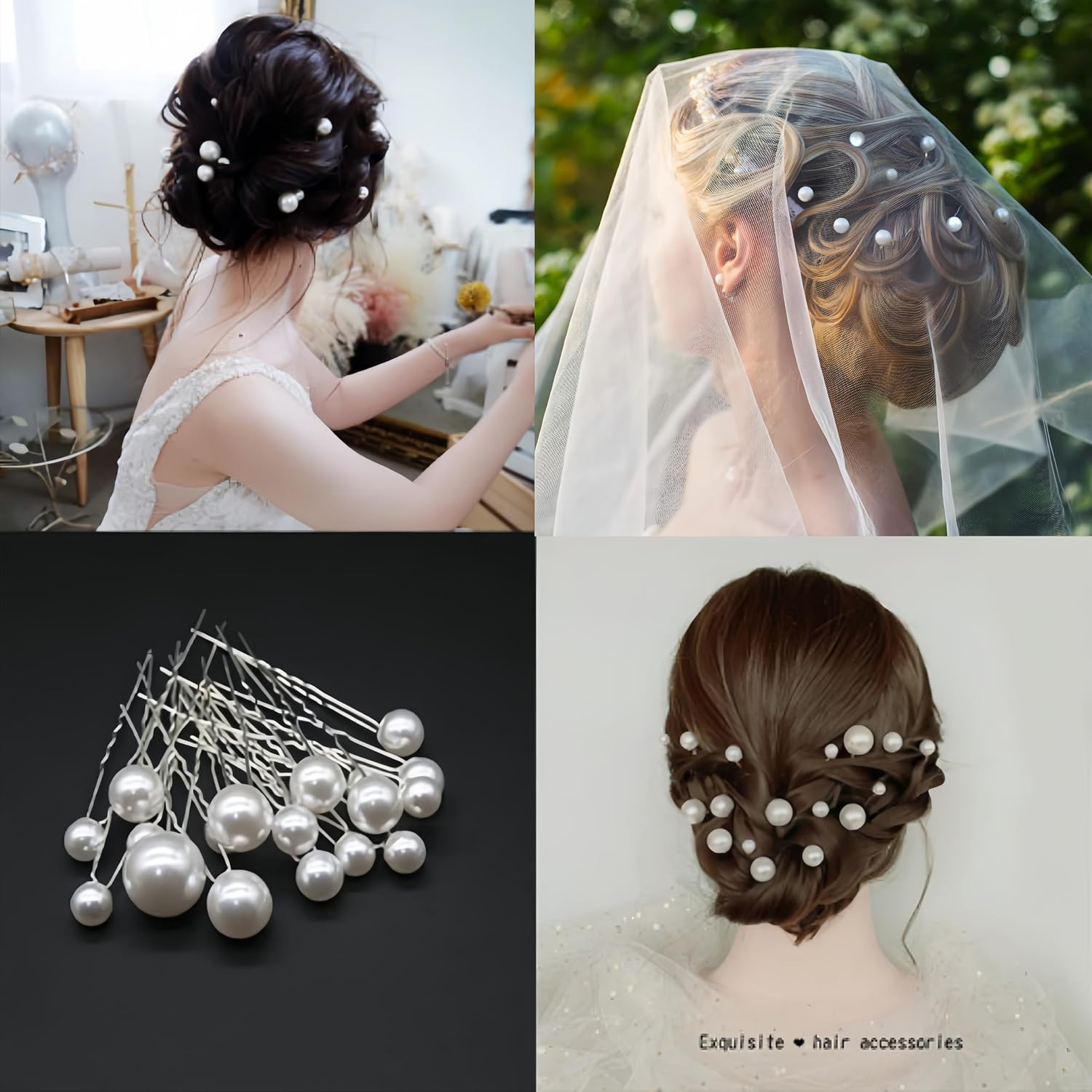Linjhokbs 40PCS Pearl Hair Pins,Bridal Wedding White Pearl Hair Accessories Bobby Clips for Brides Bridesmaids Girl Women image number 1