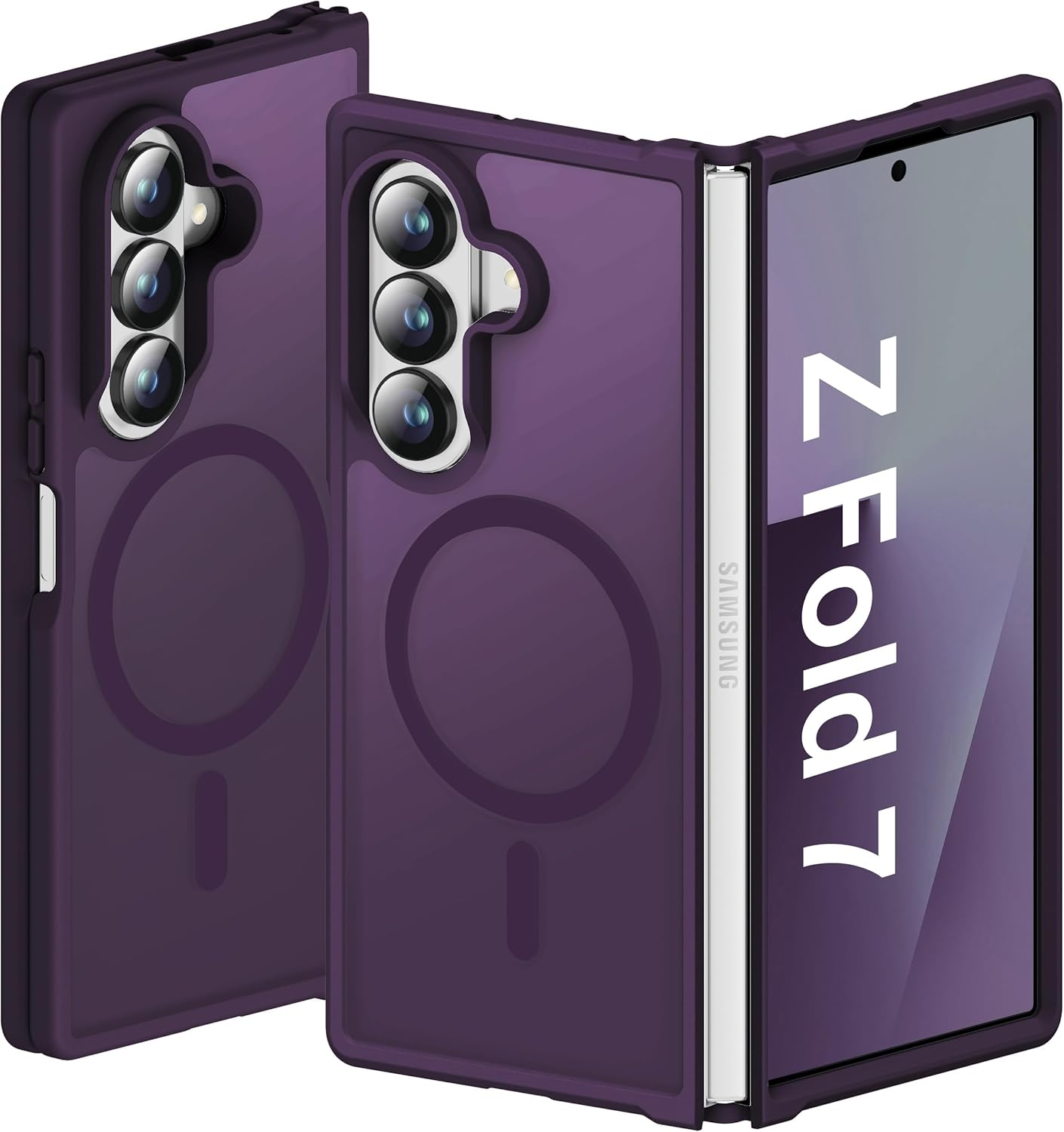 ORETECH Magnetic Shockproof for Samsung Galaxy Z Flip 7 Case with [2X Screen Protectors] Compatible with Magsafe, Translucent Anti-Scratch Flexible TPU Bumper Hard PC Back for Z Flip 7 Case-Black