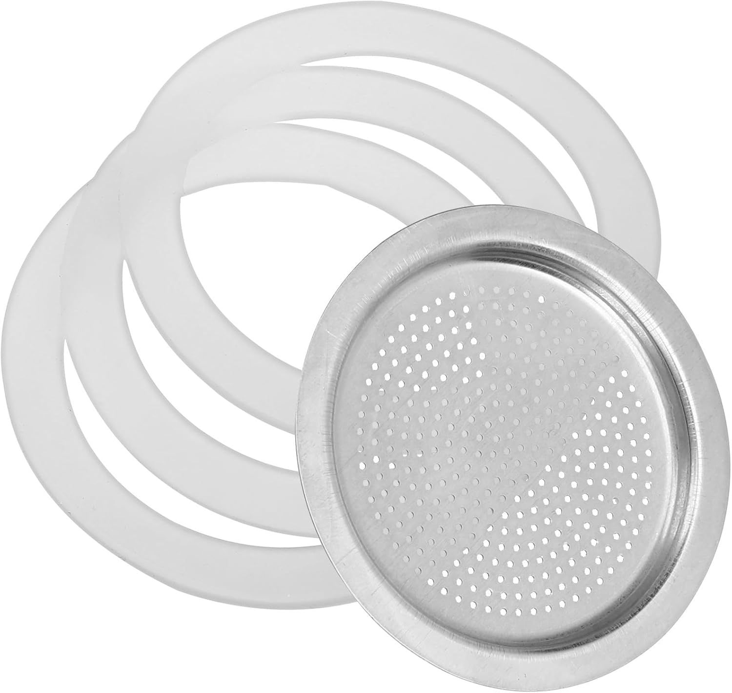GALPADA Coffee Pot Silicone Sealing Gasket Set for 6-Cup Aluminum Stovetop Espresso Maker with Food-Grade Silicone Rings and Stainless Steel Filter, Replacement Parts for Home Brewing image number 3