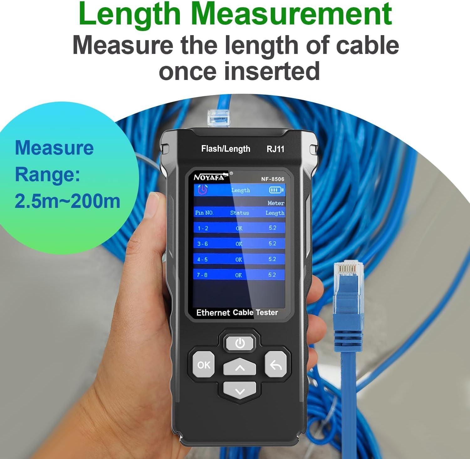 New Upgraded Network Cable Tester with Optical Power Meter VFL, CAT5 CAT6 Cable Toner Ethernet Cable Tester, RJ45 Network Tester for Telephone, Ethernet, Video, Poe Ethernet Tester Wire Tracer image number 1