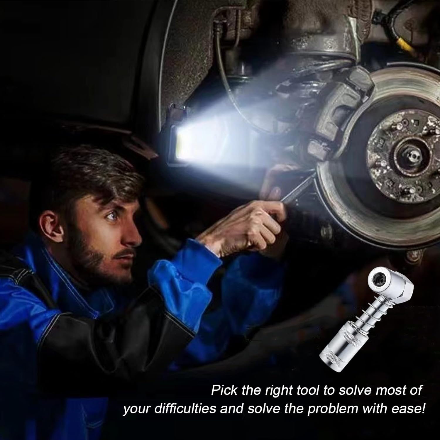 Wevdn 90 Degree Grease Coupler Adapter, Sturdy Steel Grease Coupler Adapter with Sleeves for Tight Spaces, Grease Gun Lubrication Tool for Car Farm Truck Industrial Use (Big Sleeve) image number 5