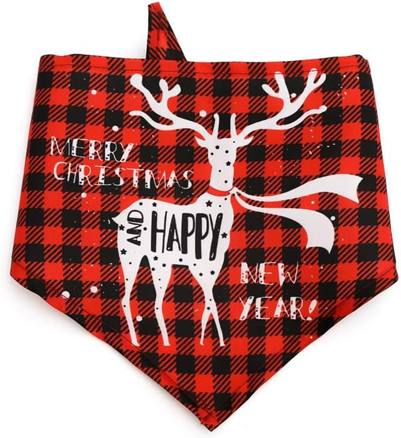 3 Pcs Dog Bandana, MH MOIHSING Christmas Dog Scarf Bandana Dog Kerchief Pet Triangle Bibs Scarf, Square Plaid Printing Bib Double Reversible Pet Saliva Towels Washable for Small to Large Dog Puppy Cat image number 4
