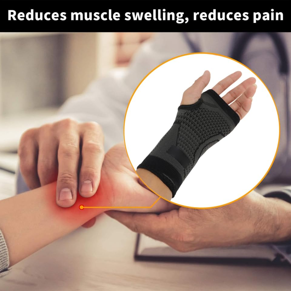 Mobestech 2Pcs Compression Palm Wristlet Wrist Sleeves Carpal Tunnel Wrist Brace Wrist Wraps