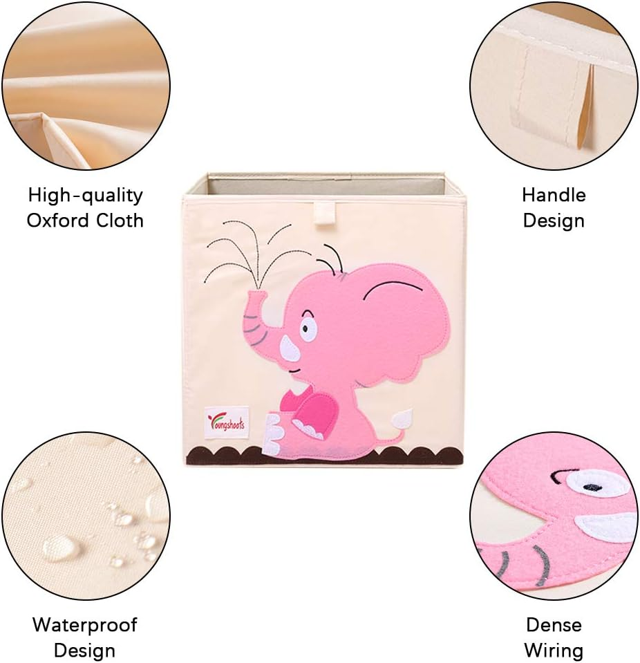 2 Pcs Foldable Animal Toy Storage Box/Bin/Cube, Collapsible Storage Organizer Basket Chest Container for Kids, Toddlers, Boys and Girls(13 X 13 X 13 Inch） (Dog & Parrot) image number 1