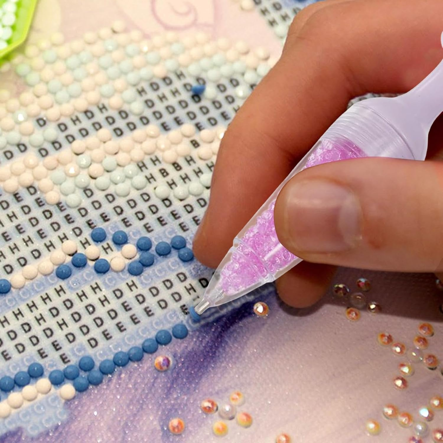 Flower Pens Gem Art - Flower Pot Shape Nail Pen | Diamond Painting Pens, 3X Self Adhesive Pens with Comfortable Handle, Pen Tool Set with Gem Tray image number 3