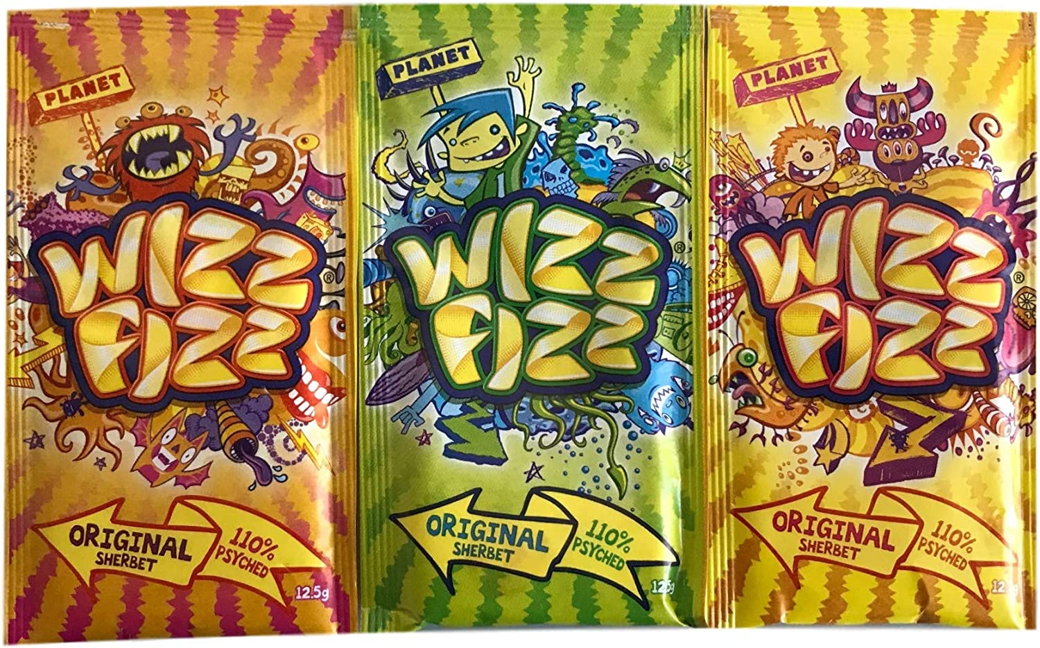 Wizz Fizz 50 Original Sherbet Sachets with Mini Spoon - 12.5G per Sachet Party Favor Candy for Kids - Candy Buffet Sweets - Made in Australia image number 1