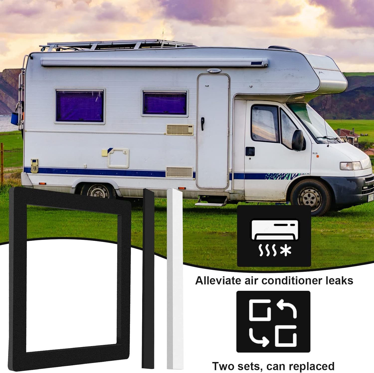 BBTO 2 Set 14 Inch Rv Camper Roof A/C Gasket Kit Air Conditioner Seal Repair Replacement Self Adhesive Picture Frame Gasket and Waterproof Compression Self Adhesive Leveling Pads image number 6