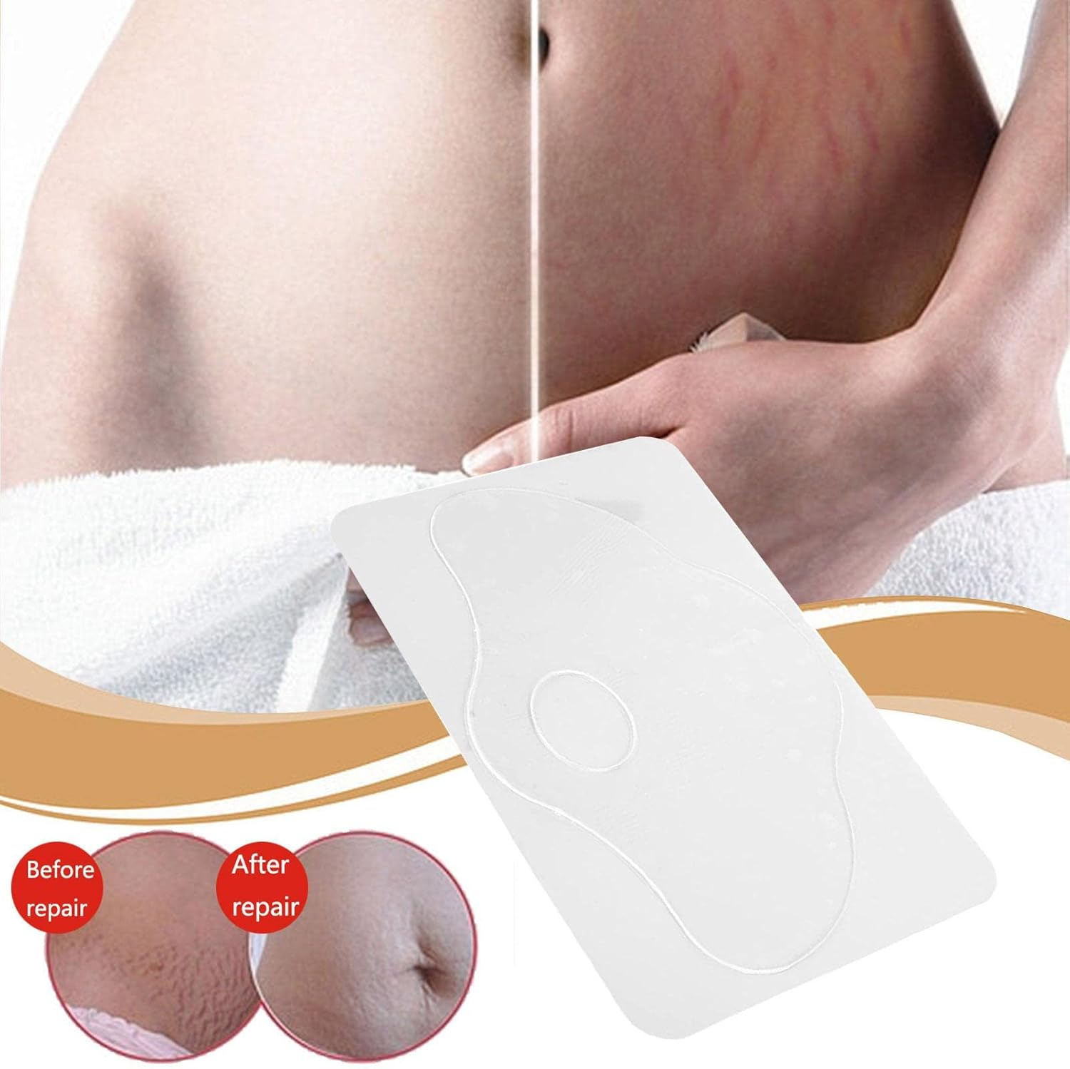 Stretch Mark Patch, Reusable Silicone Scar Removal Sheets, Silicone Anti-Aging Patches for Scar Stretch Marks and Belly Button Scar Removal Patches and Stretch Mark Removal Pads Qarido image number 1