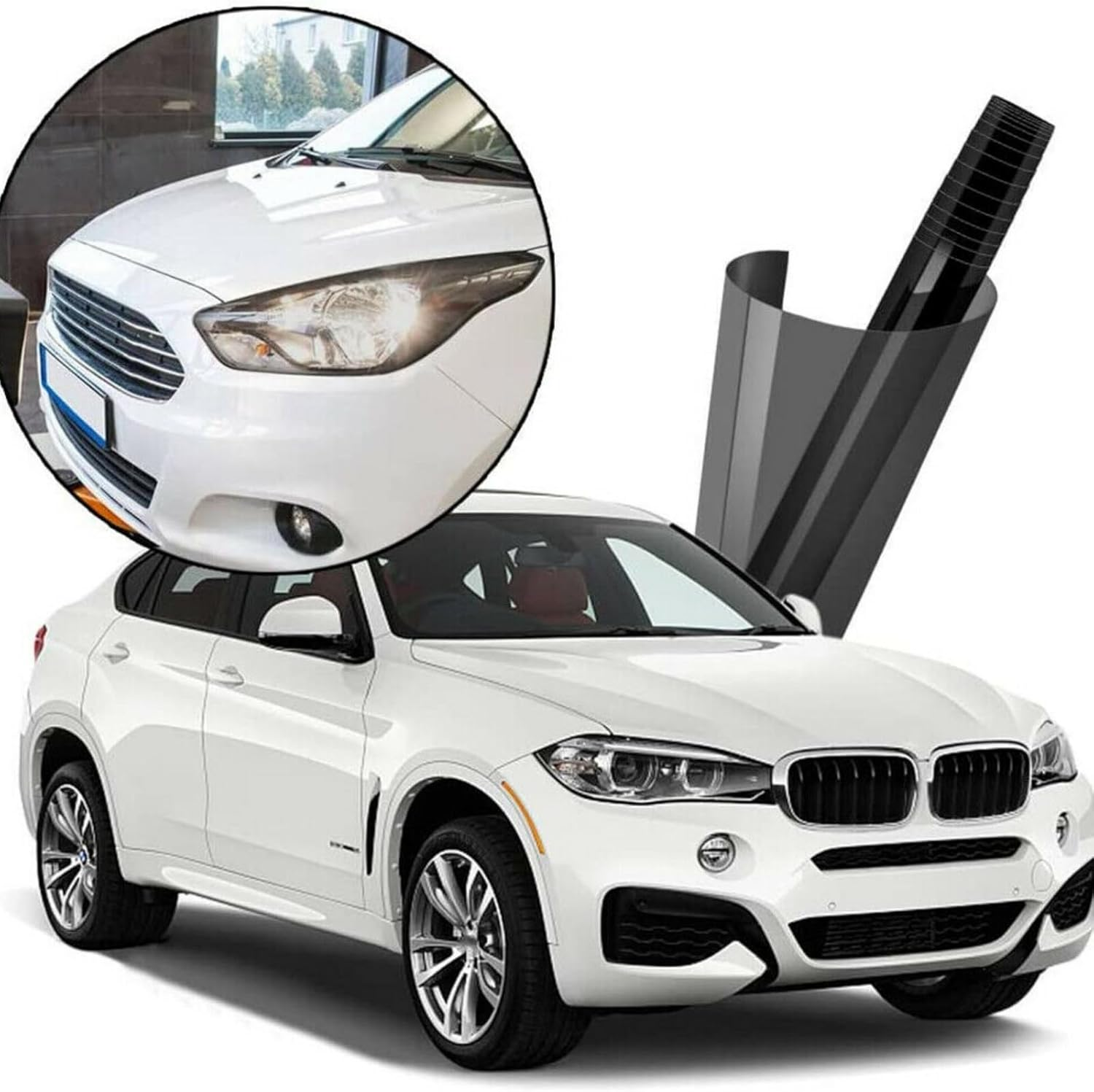 30CM X 200CM Dark Smoke Black Tint Film Forheadlights Taillights, Self Adhesive Car Vinyl Wrap Film Cover Sheet Roll, Car Accessories image number 4