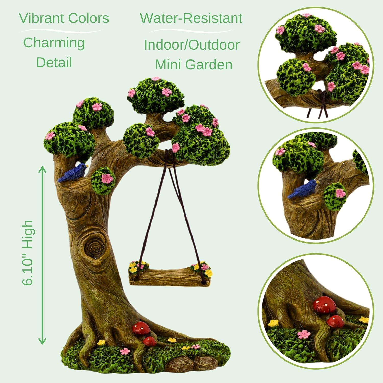 PRETMANNS Fairy Garden Accessories &ndash; Fairy Garden Fairies - Fairy Garden Kit, with Garden Fairies &ndash; Cute Fairies for Garden Outdoor & Fairy Tree Swing with Puppy &ndash; 4 Piece Fairy Set image number 4