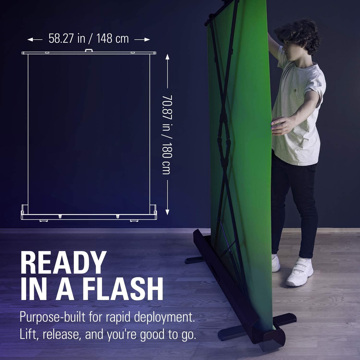 Elgato Green Screen - Collapsible Chroma Key Backdrop, Wrinkle-Resistant Fabric and Ultra-Quick Setup for Background Removal for Streaming, Video Conferencing, on Instagram, Tiktok, Zoom, Teams, OBS image number 1