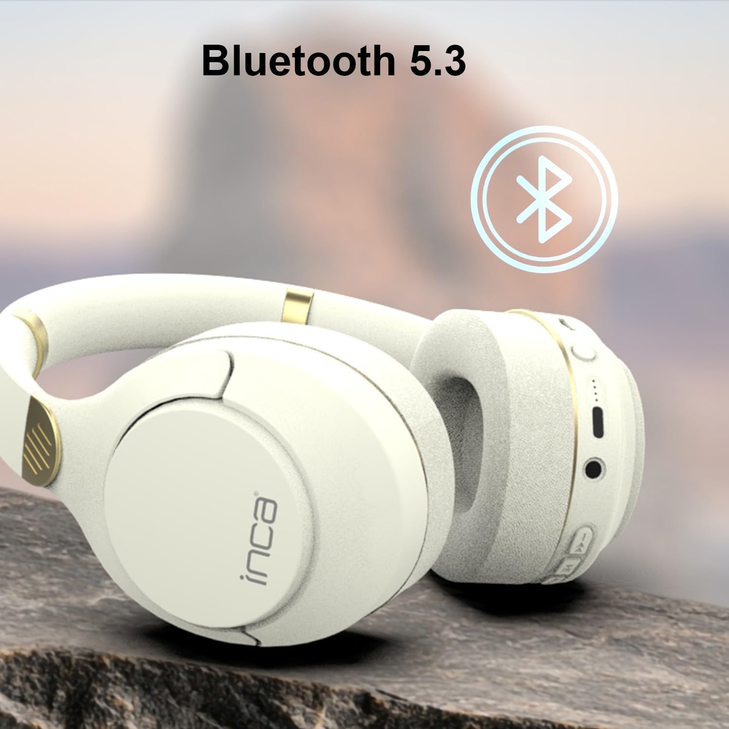 İnca IBK-503 Bluetooth Headphones, Wireless Over-Ear Headsets with Microphone, up to 12 Hours of Playback, AUX & SD Card Slot, Ergonomic Design for Music & Gaming (White) image number 3